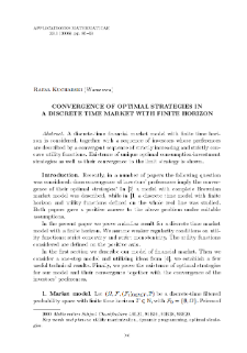 Convergence of optimal strategies in a discrete time market with finite horizon