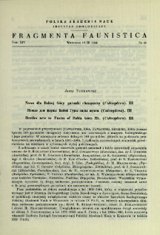 Nowe dla Babiej G&oacute;ry gatunki chrząszczy (Coleoptera). III = Novye dl&acirc; fauny Babej Gury vidy žukov (Coleoptera). 3