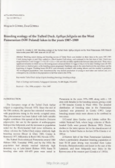 Breeding ecology of the tufted duck Aythya fuligula on the West Pomeranian (NW Poland) lakes in the years 1987-1989