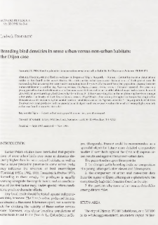 Breeding bird densities in some urban versus non-urban habitats: the Dijon case