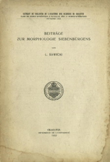Beitr&auml;ge zur Morphologie Sieben&uuml;rgens