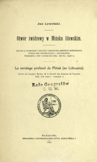 Otw&oacute;r świdrowy w Mińsku litewskim = Le sondage profond de Mińsk (en Lithuanie)