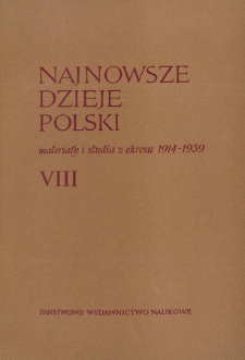 Chronologia wydarzeń wewnętrznych w Polsce 1918-1939 : informacja o pracach prowadzonych w Dziale V Instytutu Historii PAN