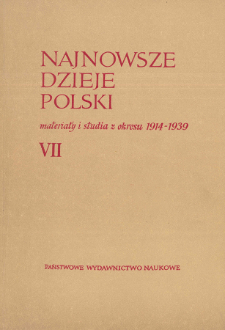 Najnowsze Dzieje Polski : materiały i studia z okresu 1914-1939 T. 7 (1964), Od redakcji