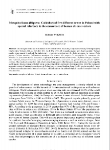 Mosquito fauna (Diptera: Culicidae) of five different towns in Poland with special reference to the occurence of human disease vectors