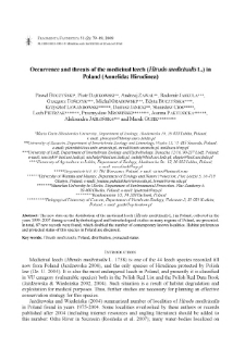 Occurence and threats of the medicinal leech (Hirudo medicinalis L.) in Poland (Annelida: Hirudinea)
