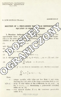 Algorithm 47 - Solution of a first-order non-linear differential equation in Chebyshev series