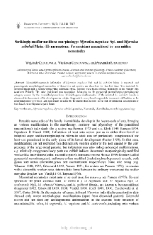 Strikingly malformed host morphology: Myrmica rugulosa Nyl. and Myrmica sabuleti Mein. (Hymenoptera: Formicidae) parasitised by mermithid nematodes