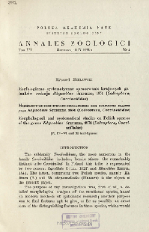 Morphological and systematical studies on Polish species of the genus Rhyzobius Stephens, 1831 (Coleoptera, Coccinellidae) : [Pl. IV-VI and 31 text-figures]