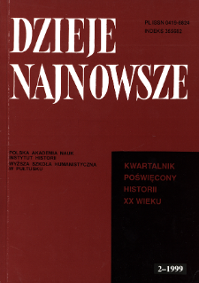 Dzieje Najnowsze : [kwartalnik poświęcony historii XX wieku] R. 31 z. 2 (1999), Title pages, Contents