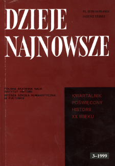 Dzieje Najnowsze : [kwartalnik poświęcony historii XX wieku] R. 31 z. 3 (1999), Title pages, Contents