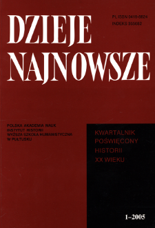 Dzieje Najnowsze : [kwartalnik poświęcony historii XX wieku] R. 37 z. 1 (2005), Title pages, Contents