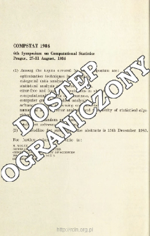 Compstat 1984 - 6th Symposium on Computational Statistics. Prague, 27-31 August, 1984