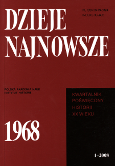 Dzieje Najnowsze : [kwartalnik poświęcony historii XX wieku] R. 40 z. 1 (2008), Od redakcji