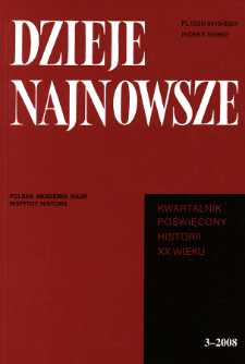 Dzieje Najnowsze : [kwartalnik poświęcony historii XX wieku] R. 40 z. 3 (2008), Strony tytułowe, spis treści