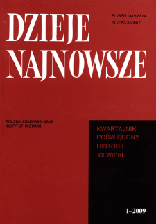 Dzieje Najnowsze : [kwartalnik poświęcony historii XX wieku] R. 41 z. 1 (2009),Title pages, Contents