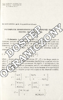 Incomplete homogeneous multiresponse models: Testing of hypotheses