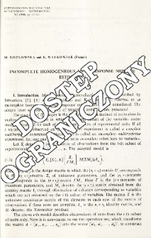 Incomplete homogeneous multiresponse models: estimation