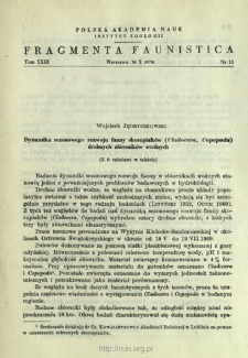 Dynamika sezonowego rozwoju fauny skorupiak&oacute;w (Cladocera, Copepoda) drobnych zbiornik&oacute;w wodnych