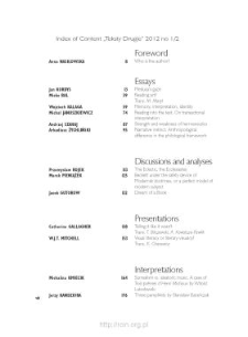 Teksty Drugie Nr 1-2 (2012), Index of Content
