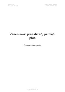 Vancouver: przestrzeń, pamięć, płeć