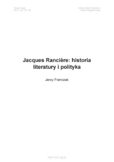 Jacques Rancière: historia literatury i polityka