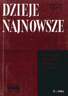 Dzieje Najnowsze : [kwartalnik poświęcony historii XX wieku] R. 26 z. 2 (1994), Om&oacute;wienia