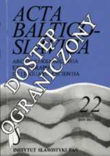 Acta Baltico-Slavica T. 22 (1994)