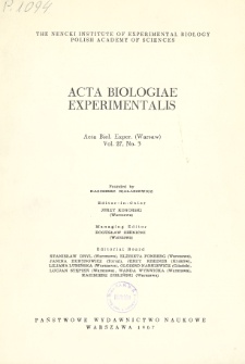 Acta Biologiae Experimentalis. Vol. 27, No 3, 1967