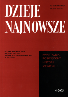 Dzieje Najnowsze : [kwartalnik poświęcony historii XX wieku] R. 35 z. 4 (2003), Listy do redakcji