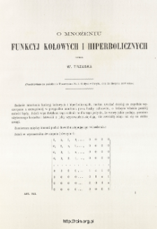 O mnożeniu funkcyj kołowych i hiperbolicznych