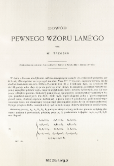 Dow&oacute;d pewnego wzoru Łame'go
