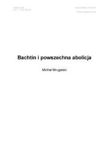 Bachtin i powszechna abolicja