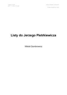 Listy do Jerzego Pietrkiewicza