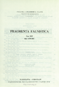 Fragmenta Faunistica - Strony tytułowe, spis treści - t. 25, nr. 1-28 (1979-81)