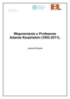 Wspomnienie o Profesorze Adamie Karpińskim (1952-2011)