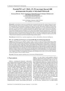 Powłoki WC-a:C i MOS2 (Ti, W) na stopie Inconel 600 przeznaczone do pracy w łożyskach foliowych = WC-a:C and MOS2 (Ti, W) layers on Inconel 600 for foil bearing elements