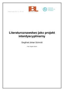 Literaturoznawstwo jako projekt interdyscyplinarny