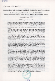 Annual cucles of body weight and condition in Scottish Red deer, Cervus elaphus