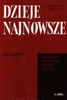Dzieje Najnowsze : [kwartalnik poświęcony historii XX wieku] R. 38 z. 1 (2006), Title pages, Contents
