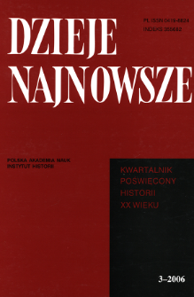Dzieje Najnowsze : [kwartalnik poświęcony historii XX wieku] R. 38 z. 3 (2006), Title pages, Contents