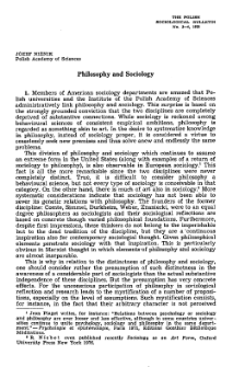 Philosophy and sociology