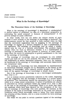 What is the sociology of knowledge?