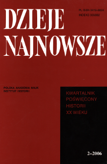 Dzieje Najnowsze : [kwartalnik poświęcony historii XX wieku] R. 38 z. 2 (2006), Title pages, Contents