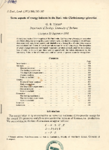 Some aspects of energy balance in the Bank vole Clethrionomys glareolus