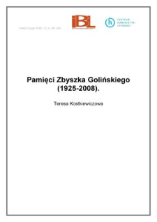 Pamięci Zbyszka Golińskiego (1925-2008)