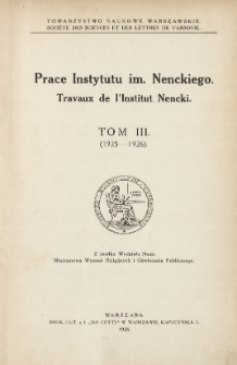 Prace Instytutu im. M. Nenckiego, Tom 3 Nr 3