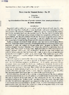 Age determination of Roe deer (Capreolus capreolus) from annual growth layers in the dental cementum