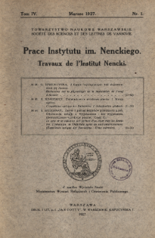 Prace Instytutu im. M. Nenckiego, Tom 4 Nr 1