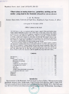Observations on mating behaviour, parturition, suckling and the mother-young bond in the Bontebok (Damaliscus dorcas dorcas)